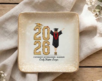 Personalized Graduation Jewelry Dish Class of 2026, Custom Name Graduation Gift Tray for Her, Gift for Daughter Sister Friend