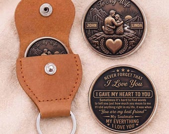 To My Wife Coin, Personalized Couple Pocket Hug Gifts, Anniversary, Valentine's Day,  Birthday Gifts For Wife, Women From Husband, Man
