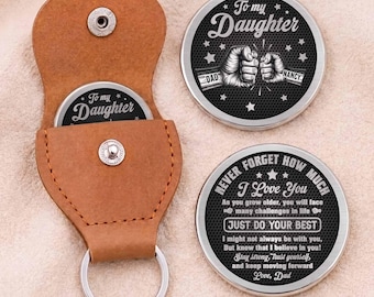 Personalized To My Daughter Coin Keychain Holder from Dad, Fist Bump Gift Token for Daughter Graduation Birthday Gift For Woman