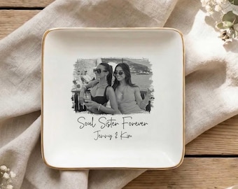 Personalized Friendship Jewelry Dish, Soul Sister Ring Dish, Custom Besties & BFF Gift for Women, Best Friend Birthday or Christmas Gifts