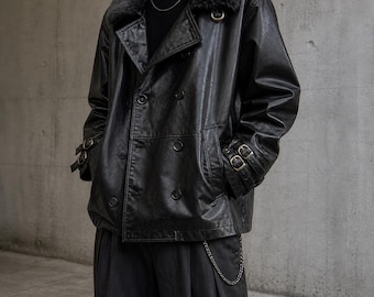 Leon Kennedy Black Leather Jacket – Resident Evil Requiem Inspired Cosplay Coat, Gamer Outfit, Halloween Costume, Anime Style Jacket