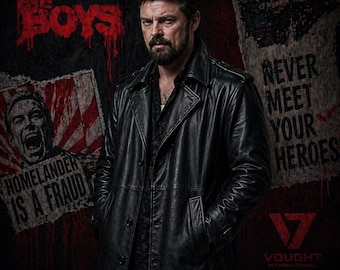 Billy Butcher Cosplay Coat Inspired by The Boys Season 5 – Karl Urban Leather Trench Coat, Halloween Outfit, LARP & Comic Con Jacket
