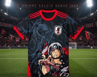 Japan x Itachi Uchiha Anime Soccer Jersey – Naruto Inspired Football Shirt, Streetwear Sports Jersey, Unisex Fan Apparel