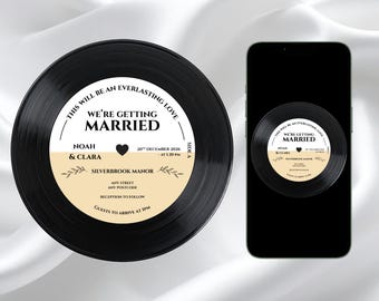 Vinyl Record Wedding Invitation Template | DIY Music Lovers | Editable template (Digital Download )