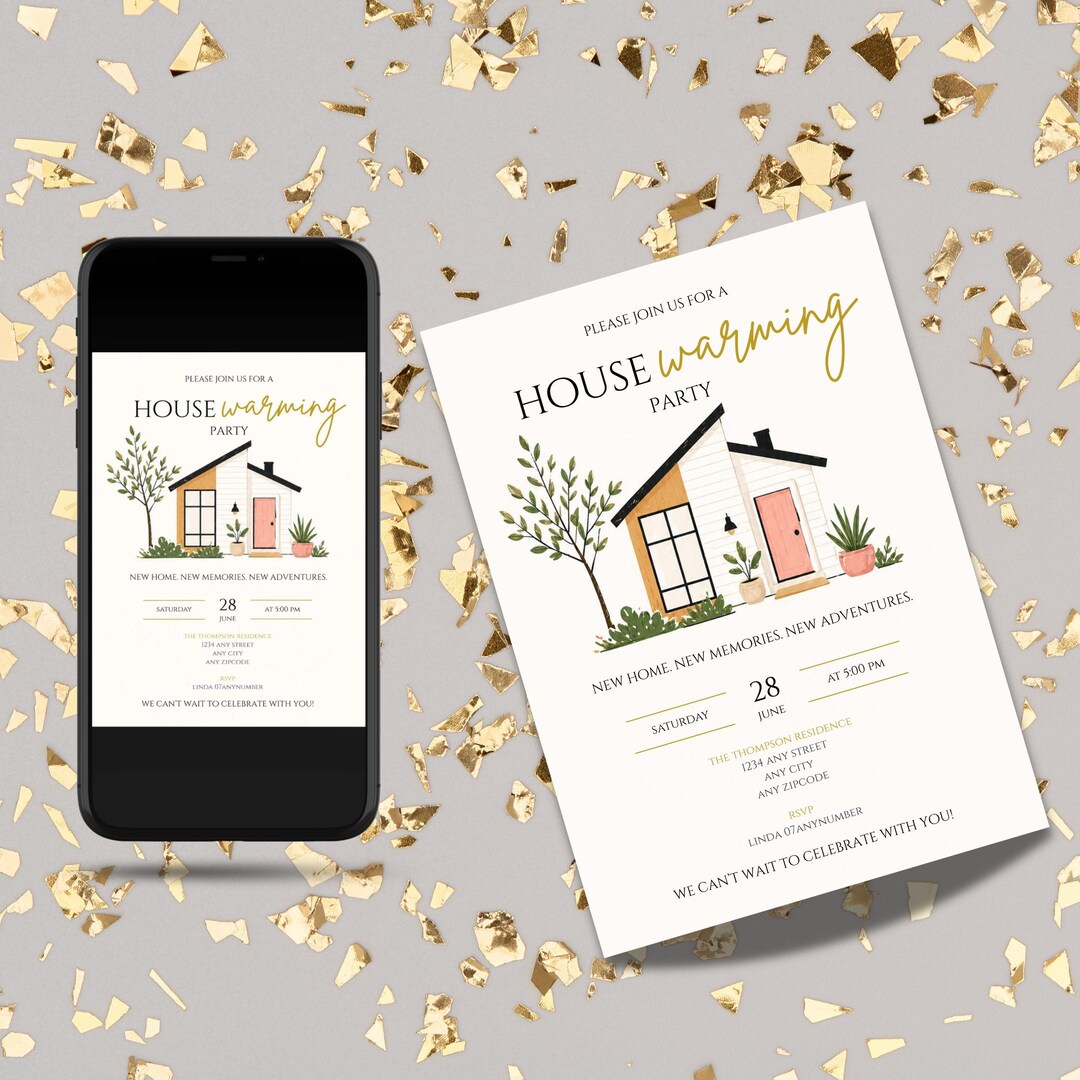 Modern Housewarming Invitation Template, Editable New Home Party Invite ...