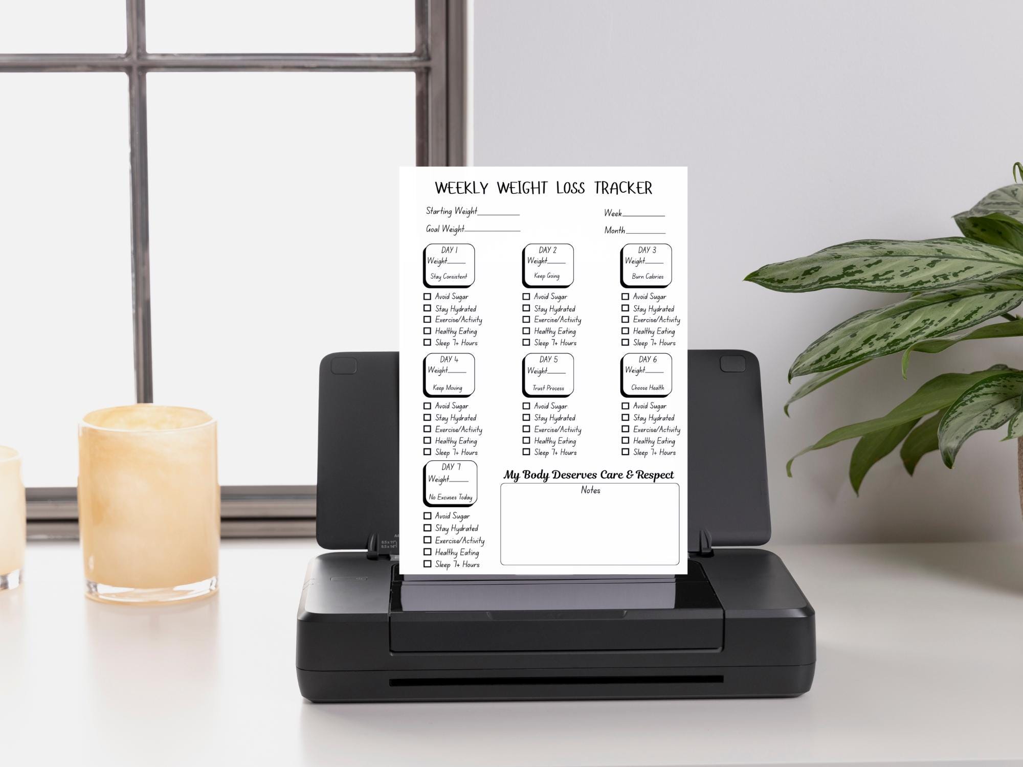 Weekly Weight Loss Tracker Printable | Journal Page Fitness Planner PDF ...