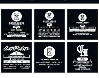 Editable Clothing Neck Label Bundle | Vector Tag Templates for Adobe Illustrator | Customizable T-Shirt Labels | Digital Download