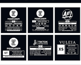 Editable Clothing Neck Label Bundle | Vector Tags for Adobe Illustrator | Customizable T-Shirt Labels for Personal & Commercial Use