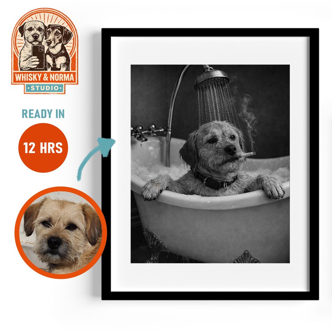 Funny Dog Bathroom Printable Wall Art – Cute Puppy Toilet Decor, Dog ...