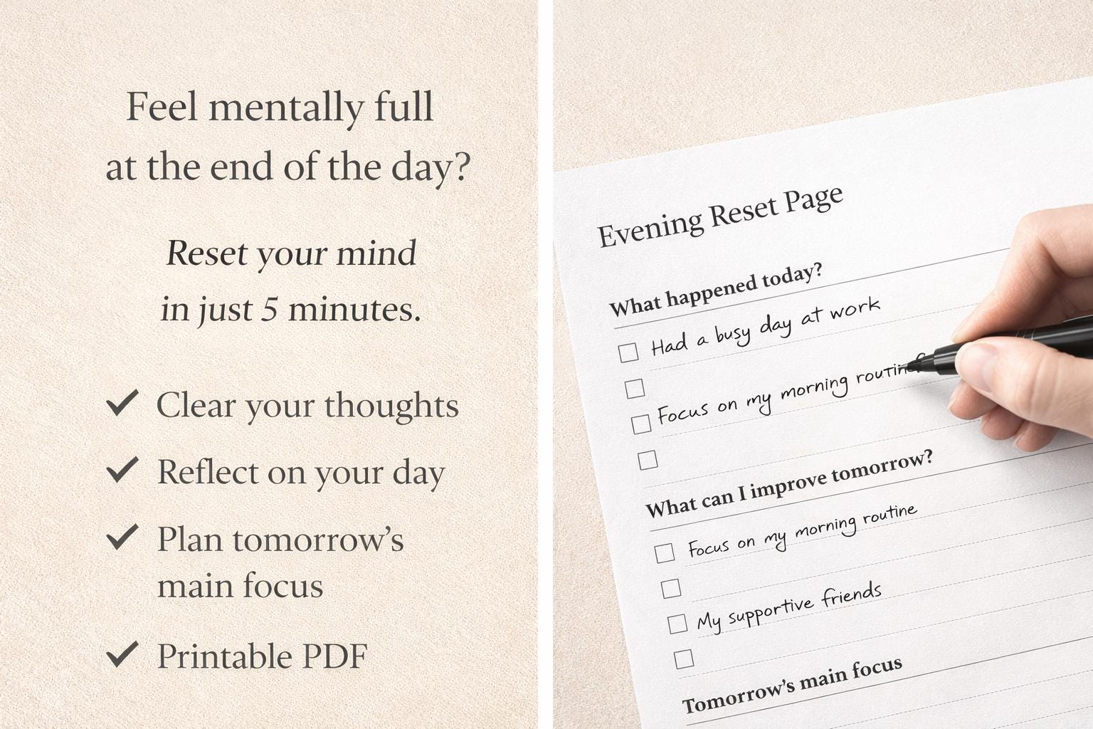Brain Dump Printable PDF | Mental Reset Worksheet | Clear Your Mind ...