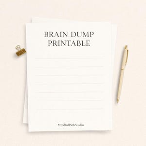Brain Dump Printable PDF | Mental Reset Worksheet | Clear Your Mind Page | Instant Download | Minimal Planner