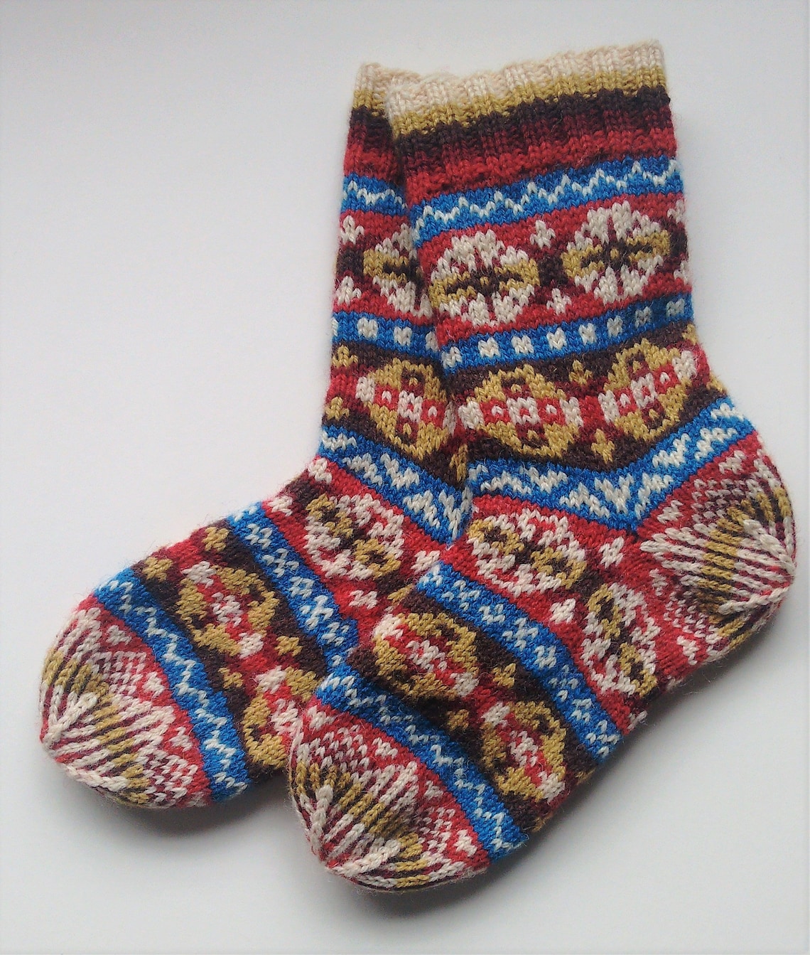 Traditional Fair Isle Sock Pattern Etsy