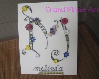 Quilled Monogram with Name Personalized 8x10 Wall Art Made to Order