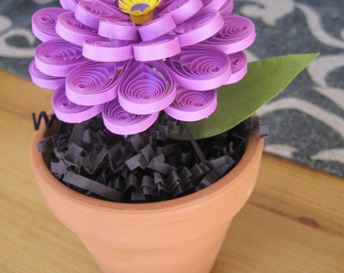 Small Quilled Purple Potted Zinnia Flower Etsy