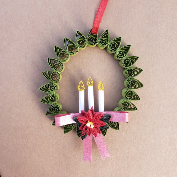 Paper Quilled Holiday Wreath Christmas Tree Ornament With Etsy