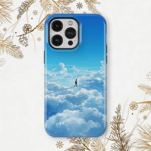 Surreal Skywalk Phone Case Aesthetic Clouds Tightrope Walker Cover for iPhone 17 16 15 14 13 12 Pro Max,Samsung Galaxy S26 S25 S24 S23 Ultra
