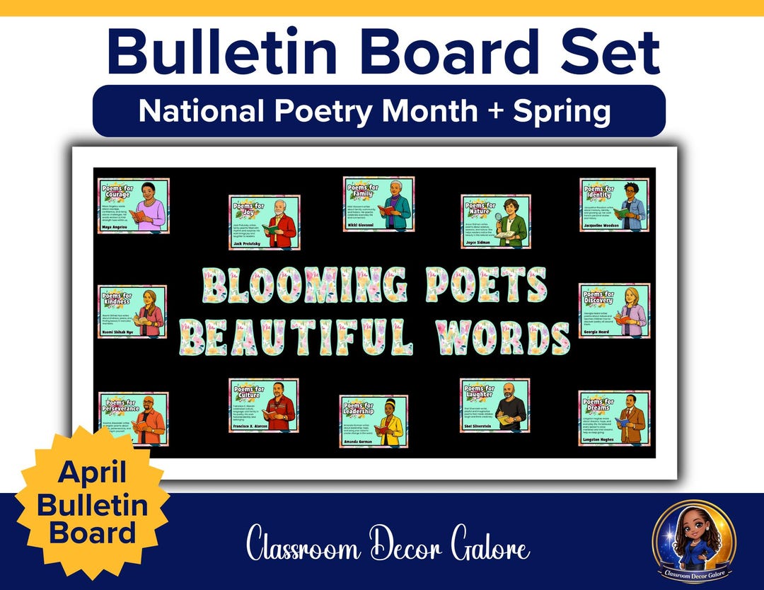 April Spring Poetry Bulletin Board National Poetry Month ELA Bulletin ...