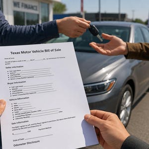 Texas Motor Vehicle Bill of Sale Template | Printable Auto Sale Form | DMV Vehicle Transfer Document