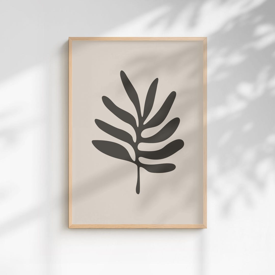 Minimalist Neutral Botanical Art Print | Midcentury Modern Leaf Wall ...
