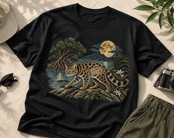 Iriomote Wildcat T-Shirt, Okinawa Japan Wildlife Tee, Yaeyama Islands Shirt, Japanese Nature Art, Vintage Island Graphic Tee
