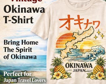 Vintage Okinawa Pineapple T-Shirt, Retro Japan Travel Shirt, Tropical Island Tee, Okinawa Japan Graphic Shirt, Japanese Souvenir Gift