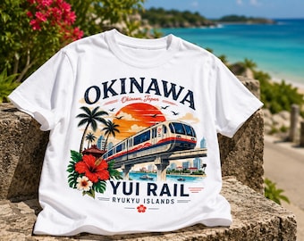 Okinawa Yui Rail Shirt, Retro Japan Travel T-Shirt, Ryukyu Islands Tee, Vintage Tropical Graphic Tee, Okinawa Souvenir Shirt