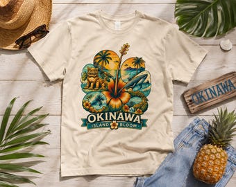Okinawa Island Bloom Shirt | Vintage Ryukyu Islands Tee | Tropical Japan T-Shirt