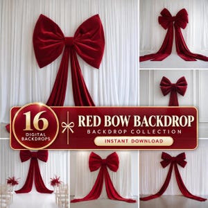 Red Bow Backdrop PNG | Luxury Wedding & Event Background
