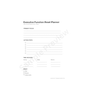 Utskrivbar ADHD-dagsplanerare | Ledarsida för lågt tryck | Odaterad produktivitets-PDF | A4 och US Letter