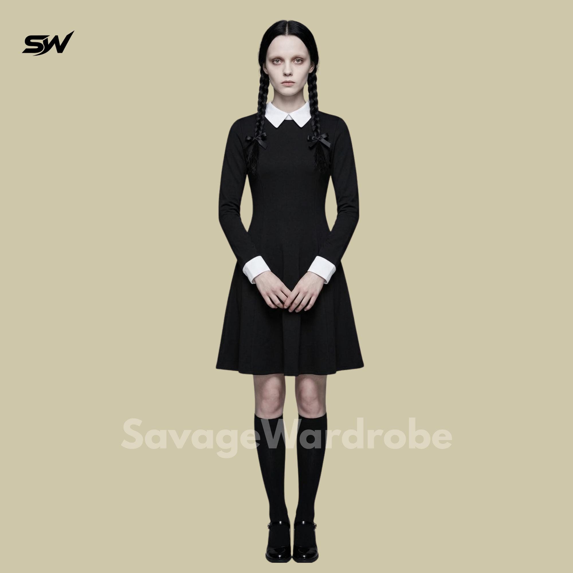 wednesday addams black dress white collar Girls Addams family fit:Regular evening dress for women Romance | Sexy Little or any occasion where