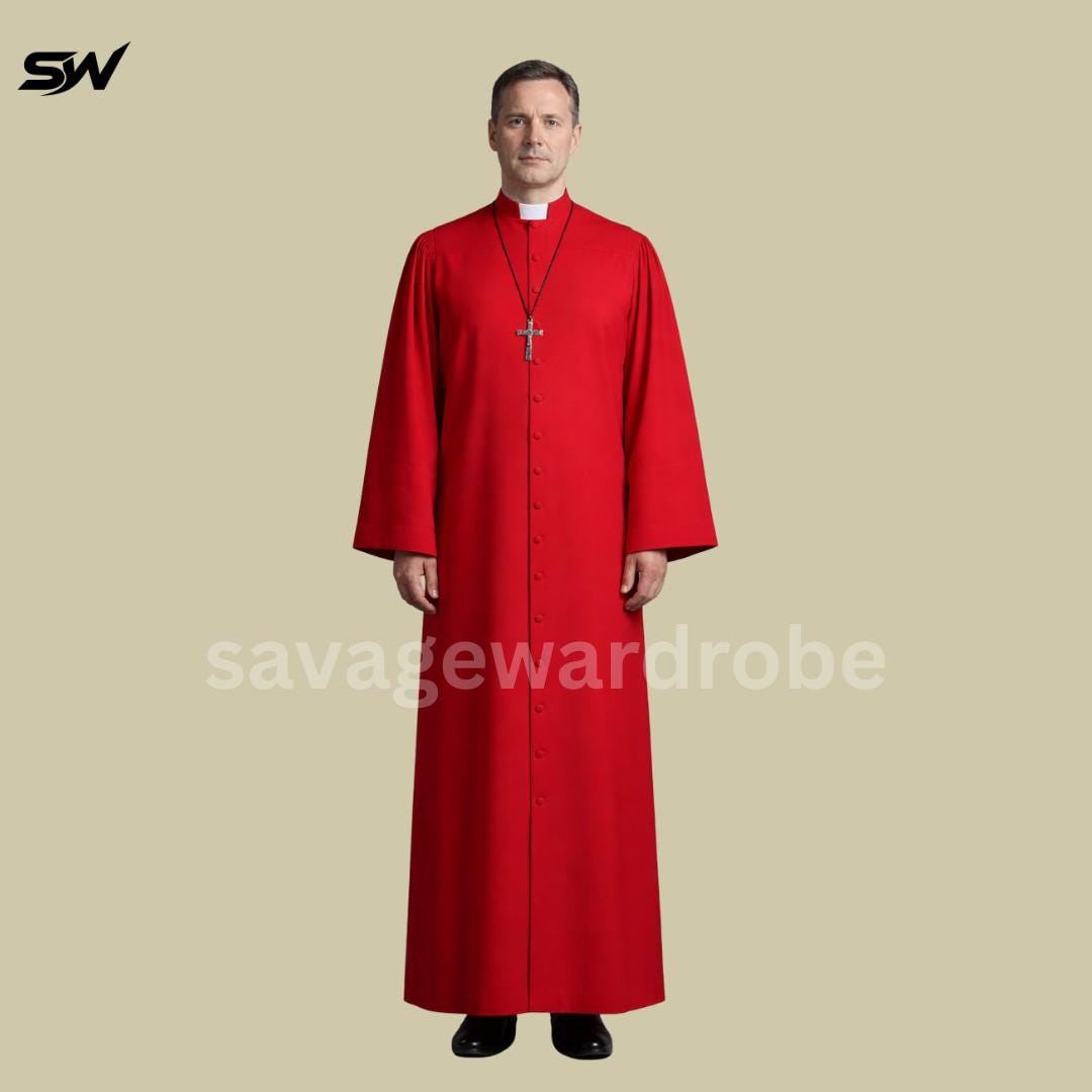 Priest Yoke Robe Plain Red Priest Cassock – Catholic Clergy Robe With Button Front ...