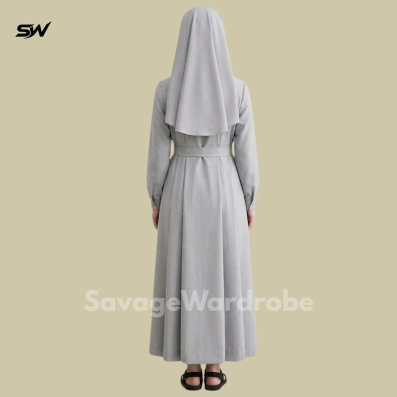 Religious Roles By Dress Grey Catholic Nun Habit Dress, Traditional Religious Nun Robe With Veil ...