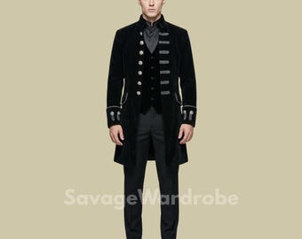 Mens Victorian 3 Piece Suit, Gothic Steampunk Suit Set, Black Victorian Tailcoat Suit, Gothic Wedding Suit, Steampunk Groom Outfit.