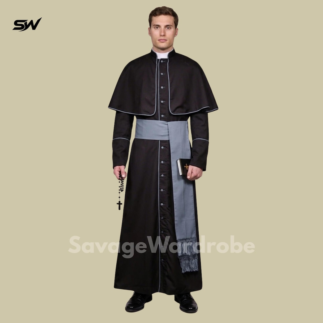 Catholic Priest Cassock Robe Set – Traditional Clergy Vestment With ...