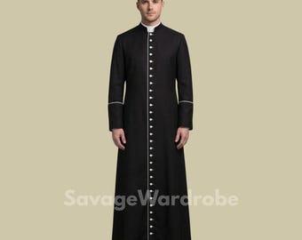 Men Priest Cassock Robe, Clergy Robe for Church, Traditional Catholic Priest Cassock.