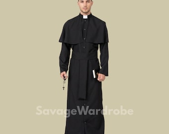 Catholic Priest Cassock with Shoulder Cape – Roman Clergy Robe, Traditional Clerical Vestment, Priest Cassock, Church Clergy Outfit