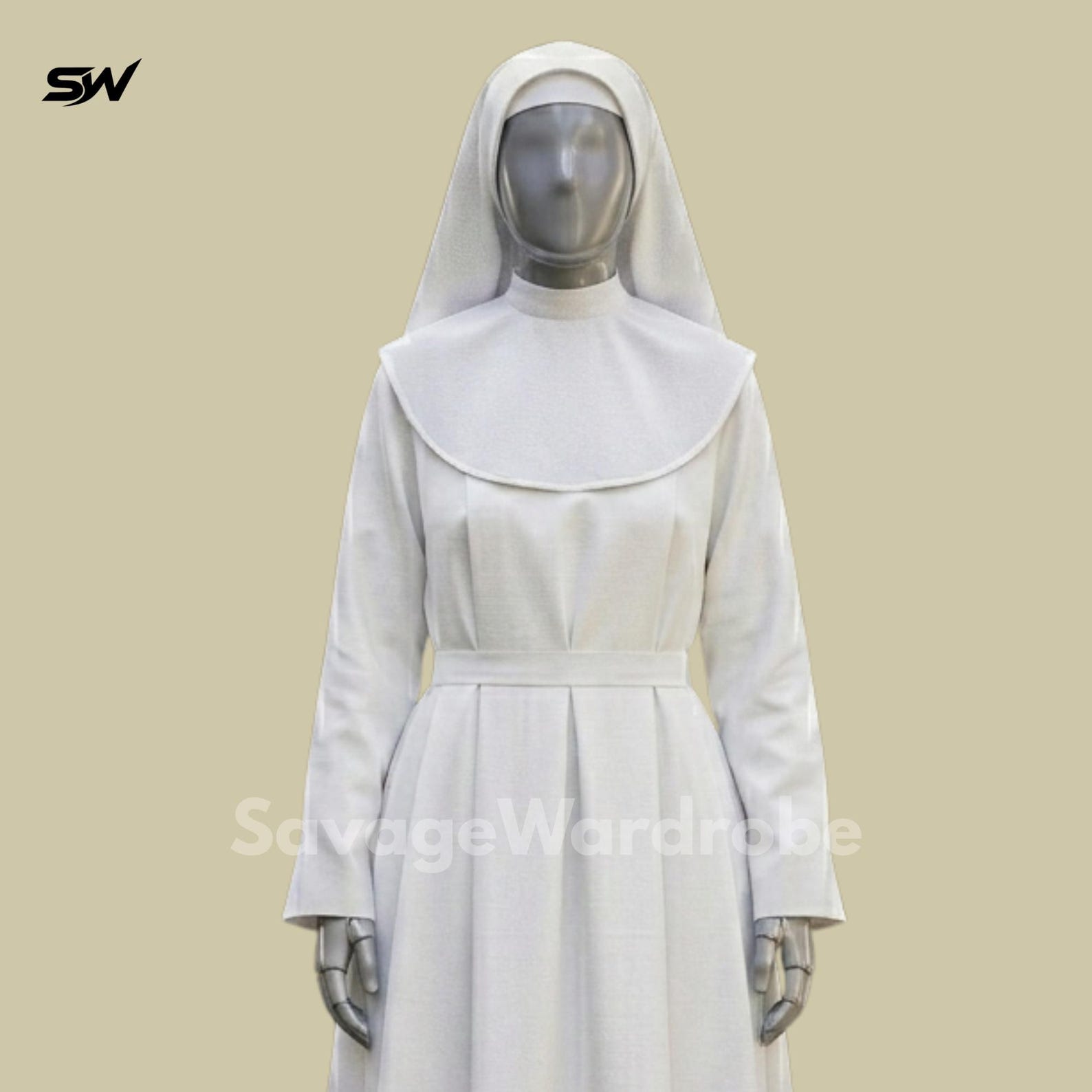 Religious Roles By Dress Traditional White Nun Habit for Women – Modest Full Length Religious ...