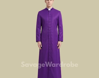 Purple Clergy Cassock Robe, Catholic Priest Cassock, Traditional Clergy Robe for Church, Christian Priest Costume, Religious Clergy Clothing