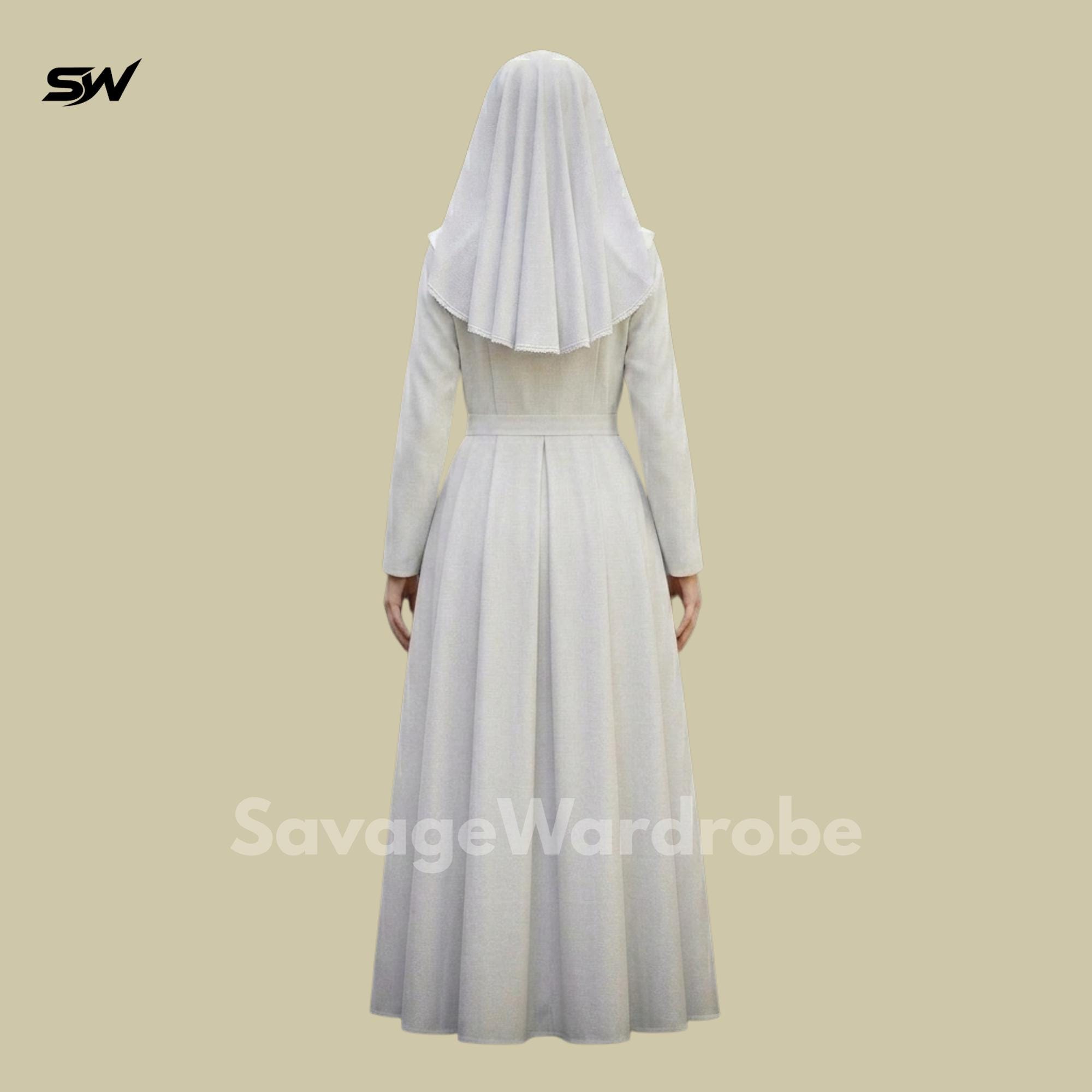 Religious Roles By Dress Traditional White Nun Habit for Women – Modest Full Length Religious ...