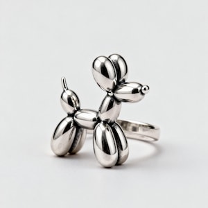 Anillo de perro globo de plata de ley: joyería animal caprichosa