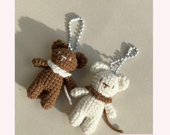 Handgjord virkad björnnyckelring för par, amigurumi-nallebjörnsväskaberlock, söt matchande bästa vängåva, mjukt garndjursplysch, kawaii väskdekor