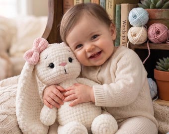 BIG SALE Handmade Crochet Bunny Plush, Soft Amigurumi Toy, Baby Shower Gift, Nursery Decor