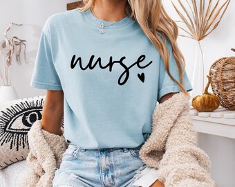 Nurse Heart Shirt, Nurse Shirt, Nurse Shirt Women, Nurse Gift Shirt, Nurse Tees, Nurse T-Shirts, Nurse Shirt Gift, Cute Nurse Typography Tee