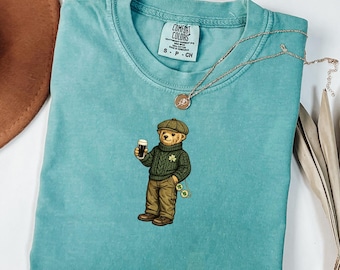 St Patricks Day Bear Comfort Colors Shirt, Retro Irish Tee