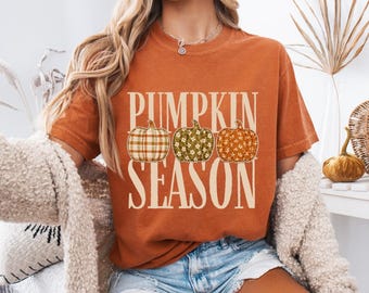 Comfort Colors® Pumpkin Season Shirt, Pumpkin Shirt, Floral Pumpkin Shirt, HalloweenPumpkin Shirt, Fall Season Gift