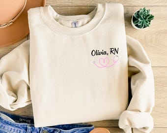 Monogram Nurse Quarter Zip Sweatshirt, Nurse Hoodie, Gift for Nurses, Graduation Gifts for Nurses, Heartbeat Nurse Sweatshirt