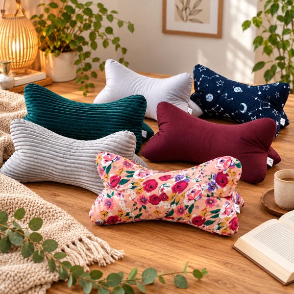 Reading Bone Pillow Corduroy and Cotton - Soft Neck Pillow Book Support - Gift for Book Lovers - Tablet Holder Sofa - Handmade in Germany