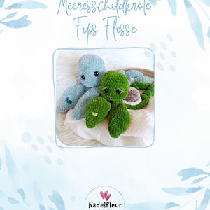 Crochet pattern for Fips the Sea Turtle Fin - Step-by-step amigurumi pattern in PDF format (German) - Instant download