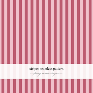Raspberry & Blush Pink Stripes Pattern | Retro Striped Seamless Digital Paper (PNG, Digital Download)