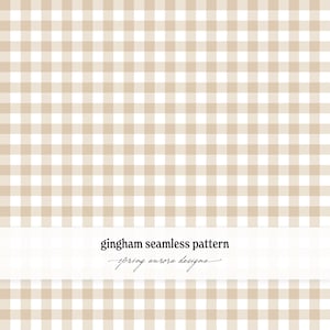 Beige Gingham Pattern | Neutral Boho Seamless Digital Paper (PNG, Digital Download)